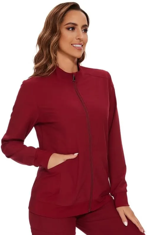 COZYFIT Scrub Jackets for Woman, Zip Front Nurse Jacket, 4-Way Stretch Fabric