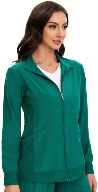 COZYFIT Scrub Jackets for Woman, Zip Front Nurse Jacket, 4-Way Stretch Fabric