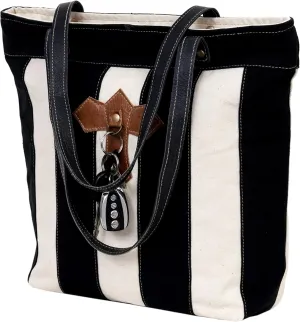 CREATIVE LEATHER ART CLA Upcycled Canvas & Cowhide Tote Bag