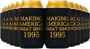 Crisky 30th Birthday Beer Sleeve Can Cooler Insulated Covers Decorations Black Gold Making Great Since 1995, Neoprene Coolers for Soda, 24 Pcs