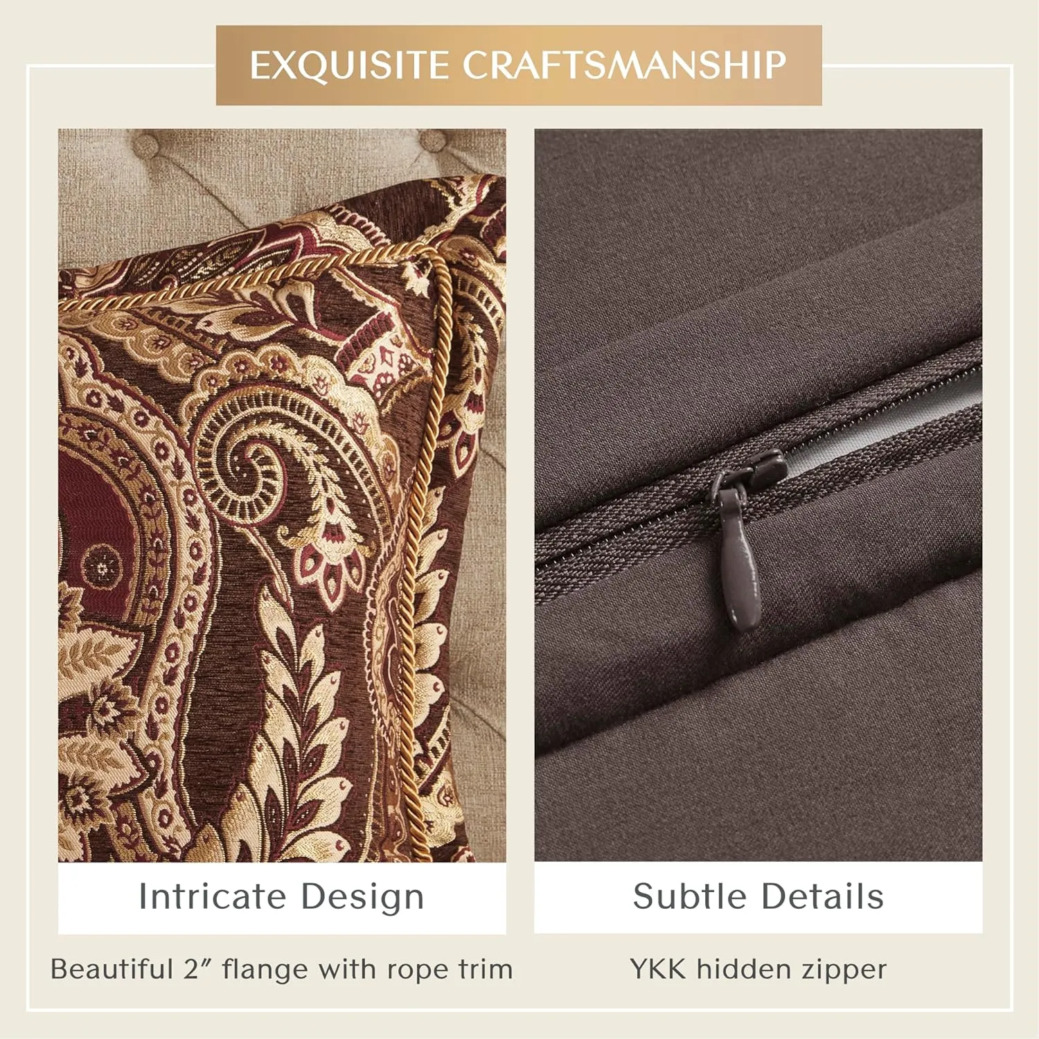 Croscill Queen Comforter Set, Luxe Chenille Jacquard Damask, Soft Microfiber Twill Comforter & Bedding, Shams & Bedskirt, Julius, Queen, Burgundy 4 Piece