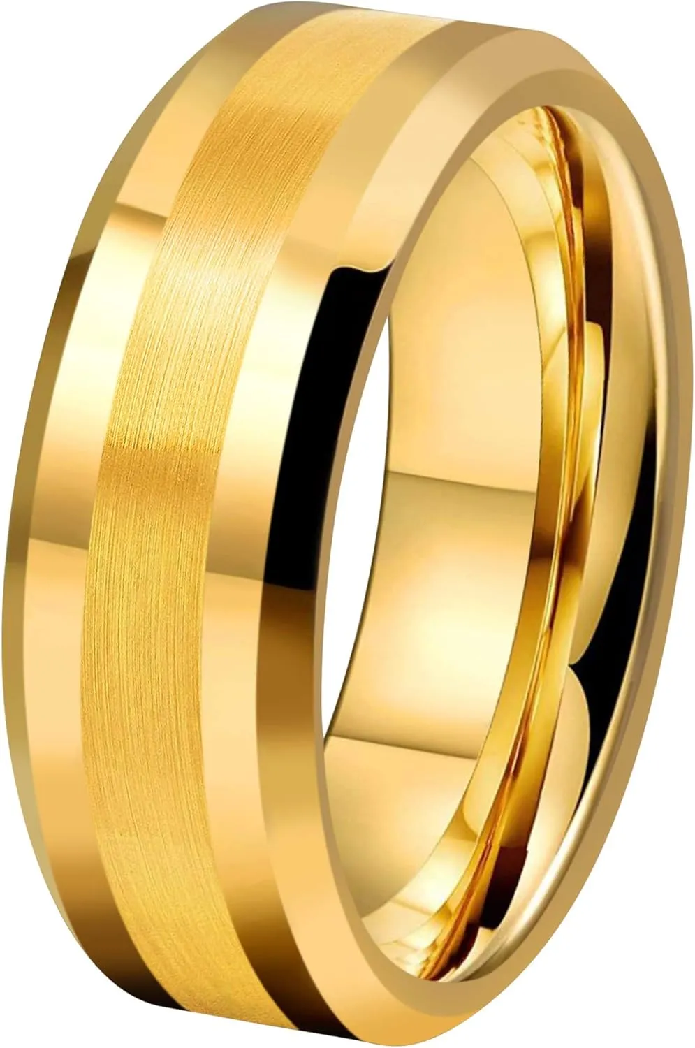 CROWNAL 6mm 8mm 10mm Silver/Gold Tungsten Carbide Wedding Band Ring Engraved I Love You Men Women Brushed Strip Beveled Edge Size 4 To 17