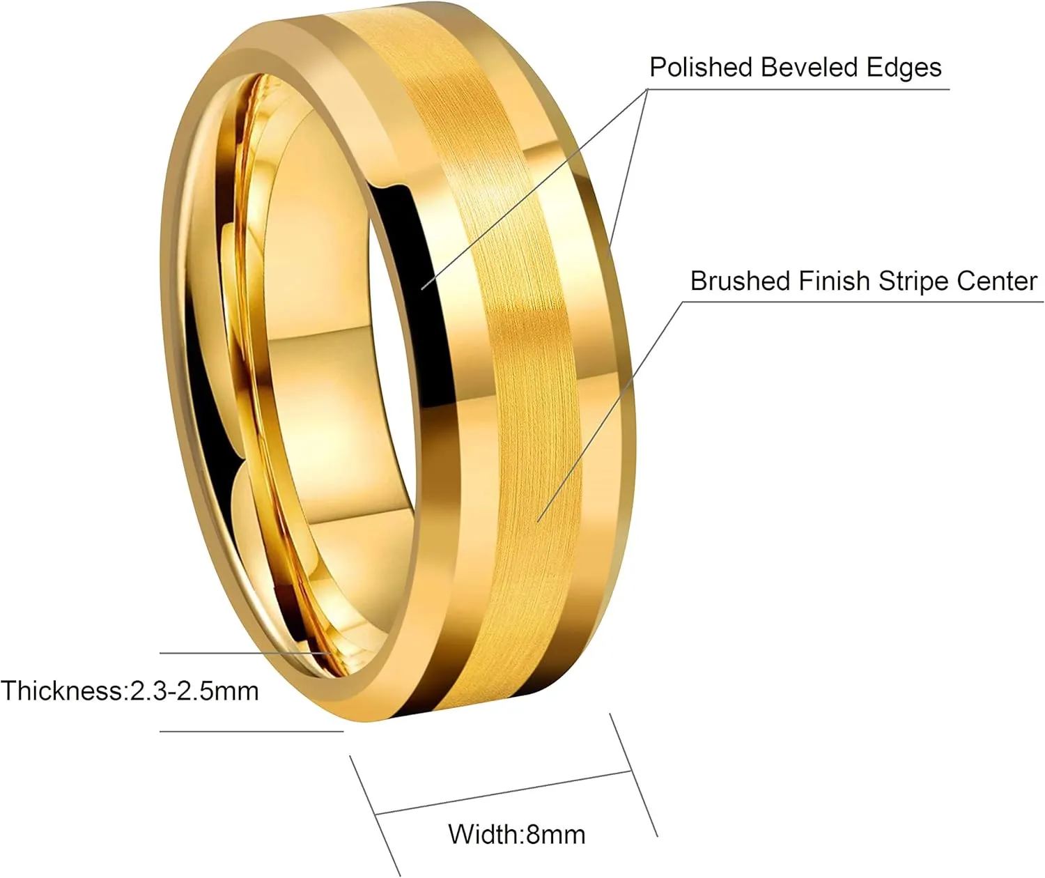 CROWNAL 6mm 8mm 10mm Silver/Gold Tungsten Carbide Wedding Band Ring Engraved I Love You Men Women Brushed Strip Beveled Edge Size 4 To 17