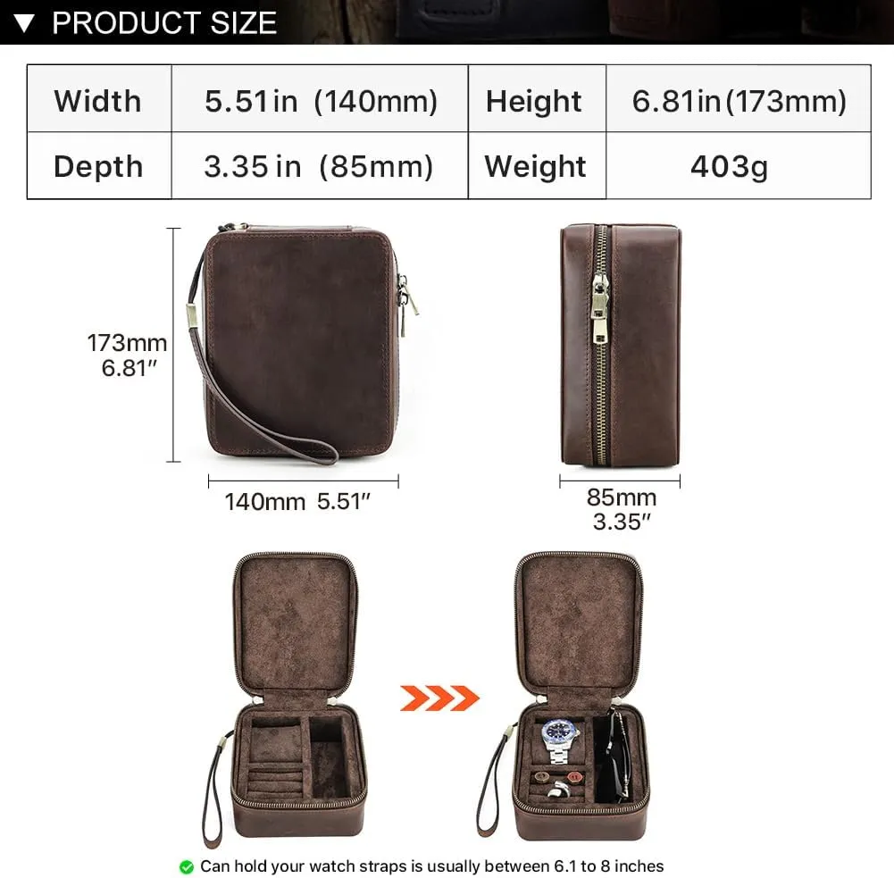 Cufflinks Box Leather Watch Case Glasses Holder for Men Travel Jewelry Storage Organizer Small Padded Tray for Cufflinks Watch Band Sunglasses Rings Studs