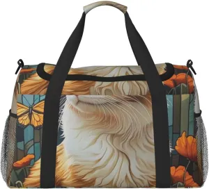 Cute Cat Travel Duffel Bag Tote Bag Sports Gym Bag For Women And Men