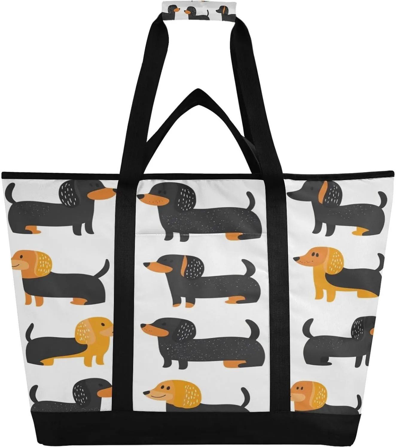 Cute Dog Reusable Insulated Lunchbox Cooler Bag, Leakproof Kitchen Grocery Bag Collapsible Portable Cooler Tote Bag for Picnic, Camping, Office, Travel