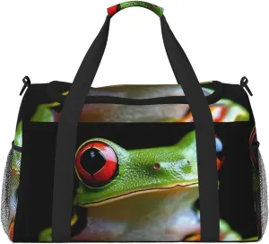 Cute Frog Travel Duffel Bag Tote Bag Sports Gym Bag For Women And Men