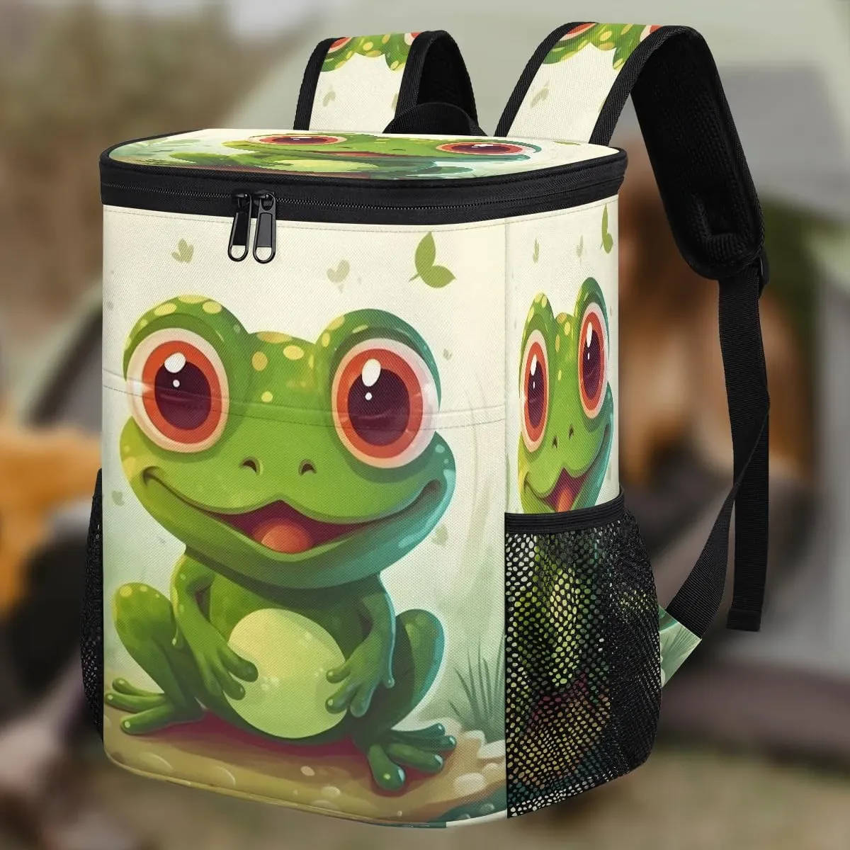Cute Kawaii Frog Backpack Cooler Leakproof Insulated Cooler Bag Beach Travel Camping Lunch Backpack for Men Women