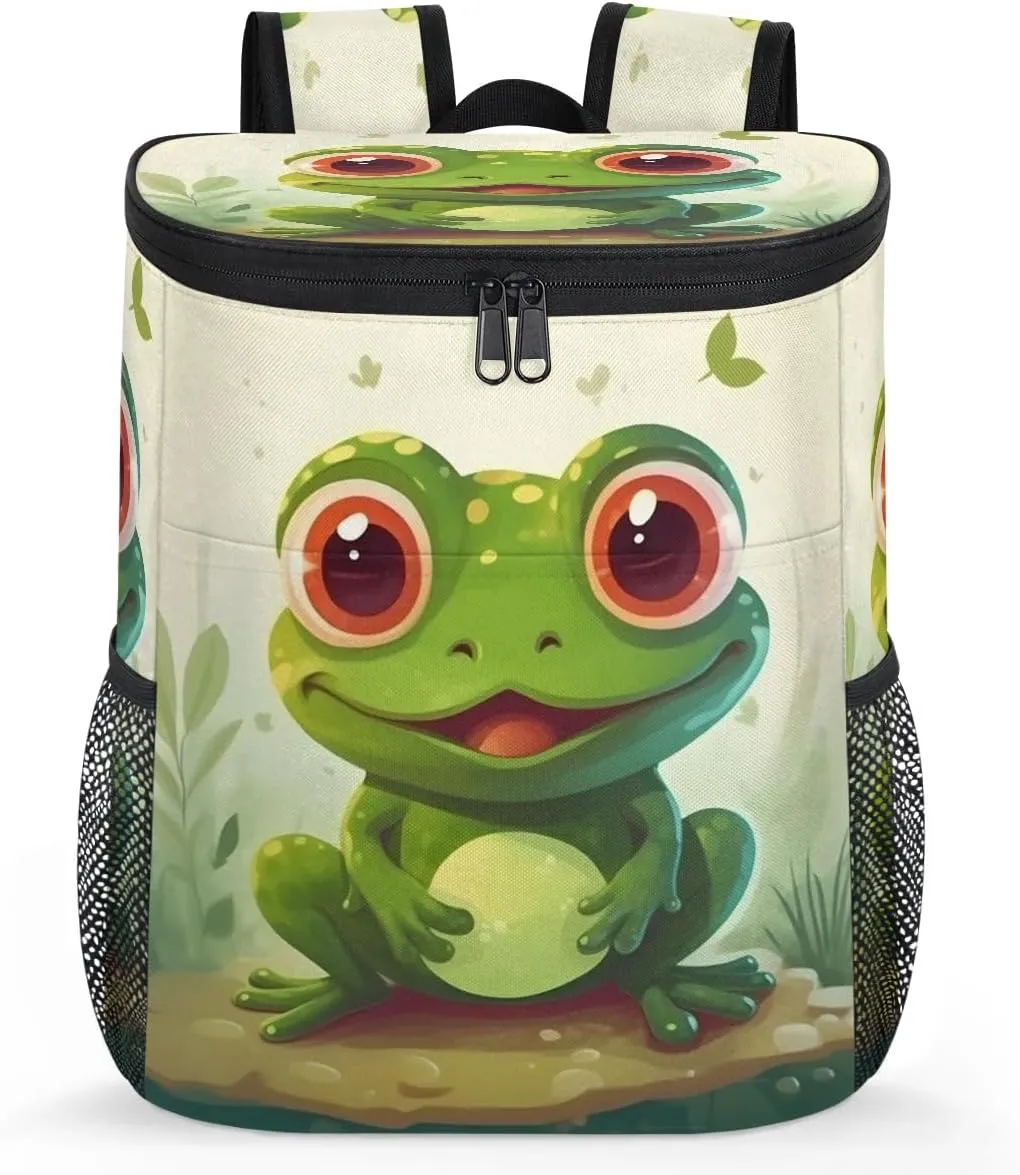 Cute Kawaii Frog Backpack Cooler Leakproof Insulated Cooler Bag Beach Travel Camping Lunch Backpack for Men Women