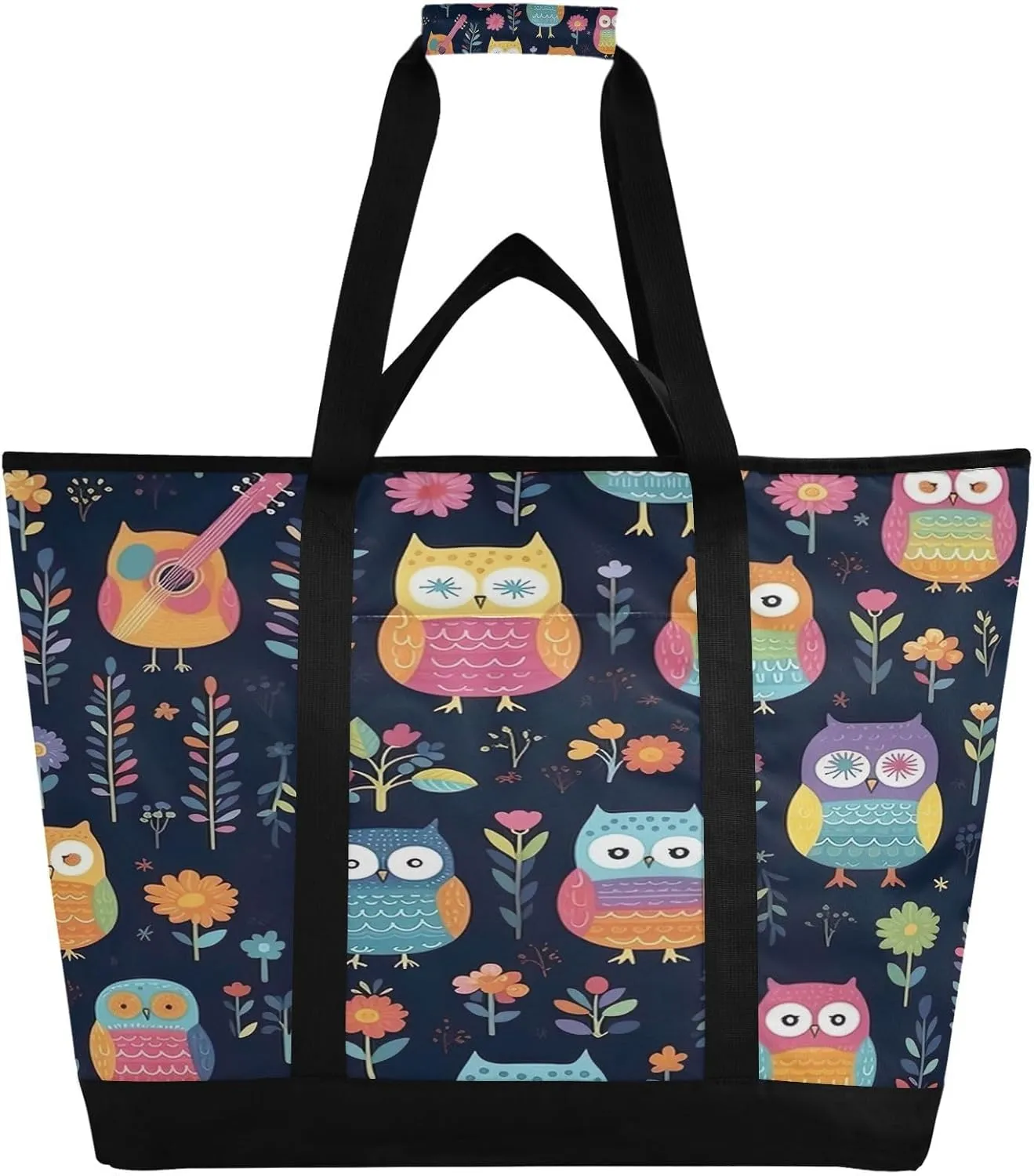 Cute Owls Reusable Insulated Lunchbox Cooler Bag, Leakproof Kitchen Grocery Bag Collapsible Portable Cooler Tote Bag for Picnic, Camping, Office, Travel
