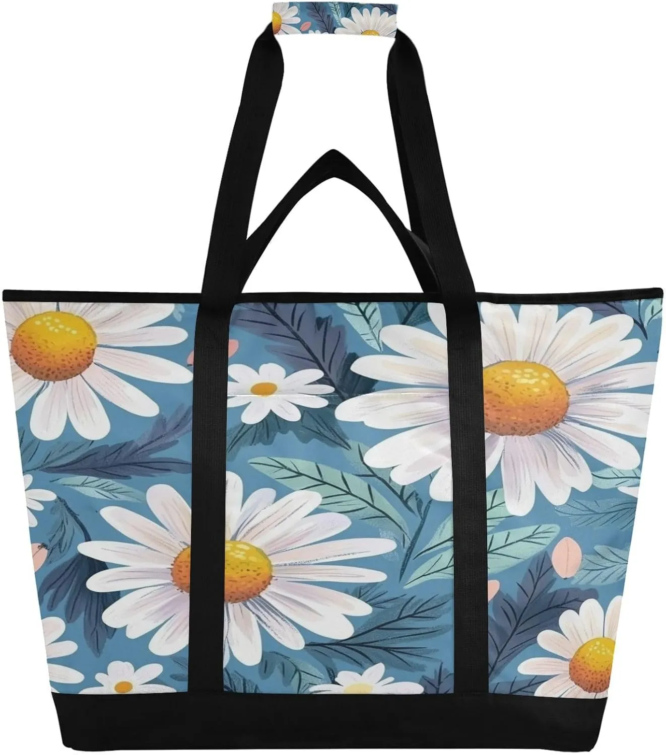 Daisy Reusable Insulated Lunchbox Cooler Bag, Leakproof Kitchen Grocery Bag Collapsible Portable Cooler Tote Bag for Picnic, Camping, Office, Travel