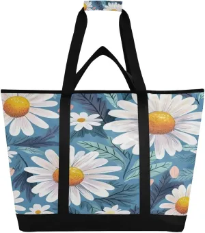 Daisy Reusable Insulated Lunchbox Cooler Bag, Leakproof Kitchen Grocery Bag Collapsible Portable Cooler Tote Bag for Picnic, Camping, Office, Travel