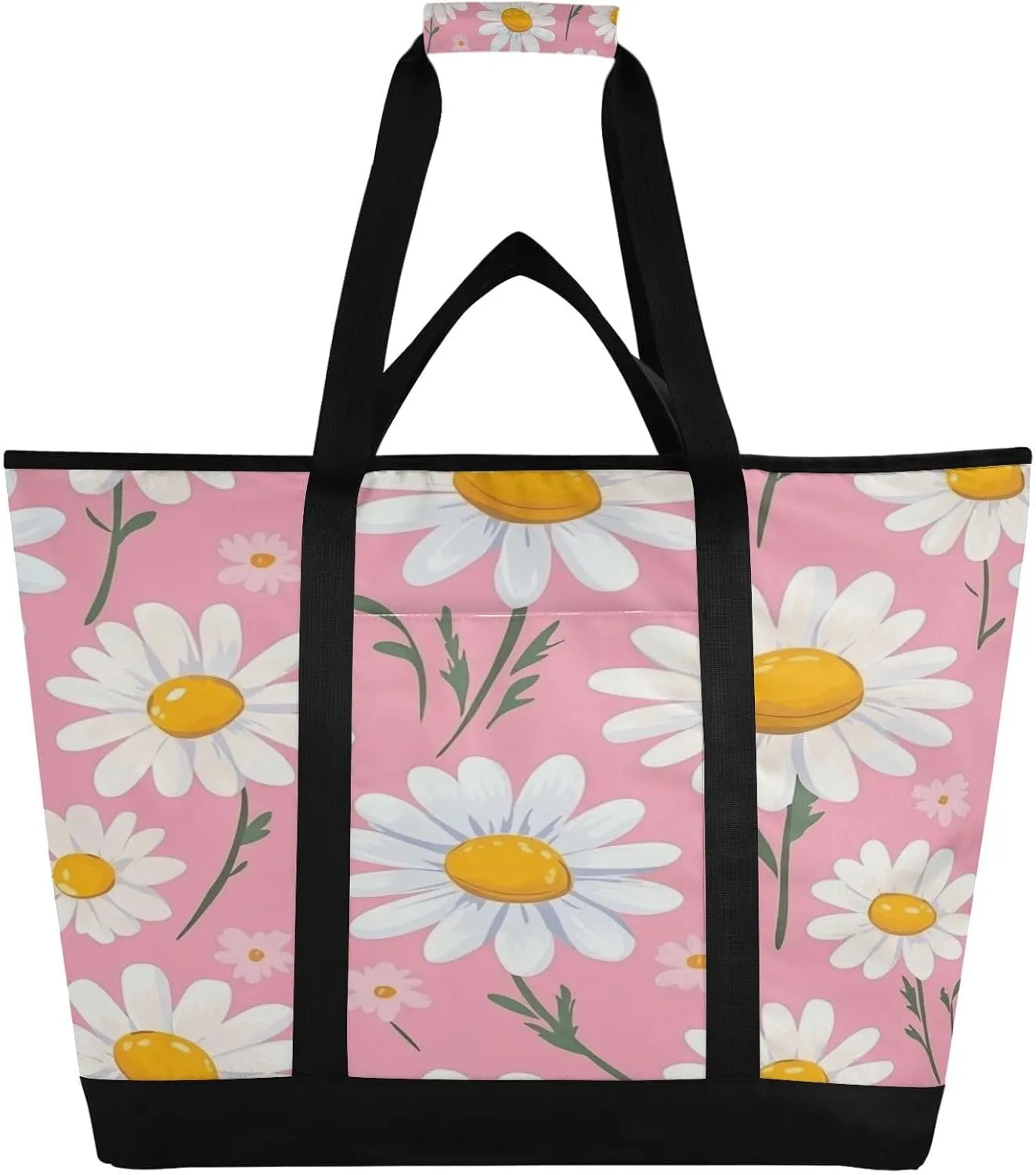 Daisy Reusable Insulated Lunchbox Cooler Bag, Leakproof Kitchen Grocery Bag Collapsible Portable Cooler Tote Bag for Picnic, Camping, Office, Travel