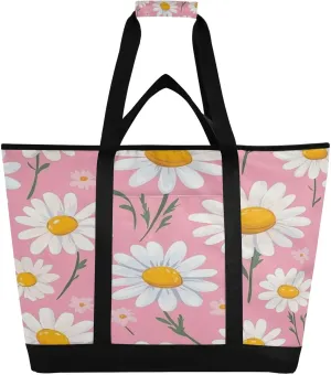 Daisy Reusable Insulated Lunchbox Cooler Bag, Leakproof Kitchen Grocery Bag Collapsible Portable Cooler Tote Bag for Picnic, Camping, Office, Travel