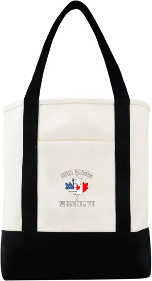 Dear Canada We Hate Him Too Large Canvas Tote Bag For Mothers