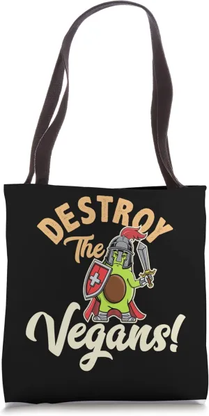 Destroy The Vegans, Funny Vegetarian, Fresh Avocado, Guac Tote Bag