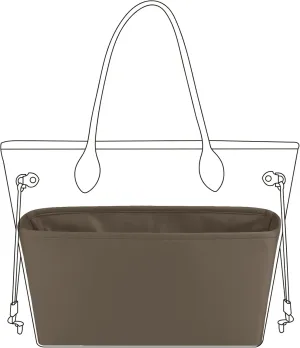 DGAZ Purse Organizer Insert Fits Neverfull-Mini/PM/MM/GM Bags，Silk Bag Organizer，Luxury Handbag & Tote Shaper（PM, Etoupe grey）