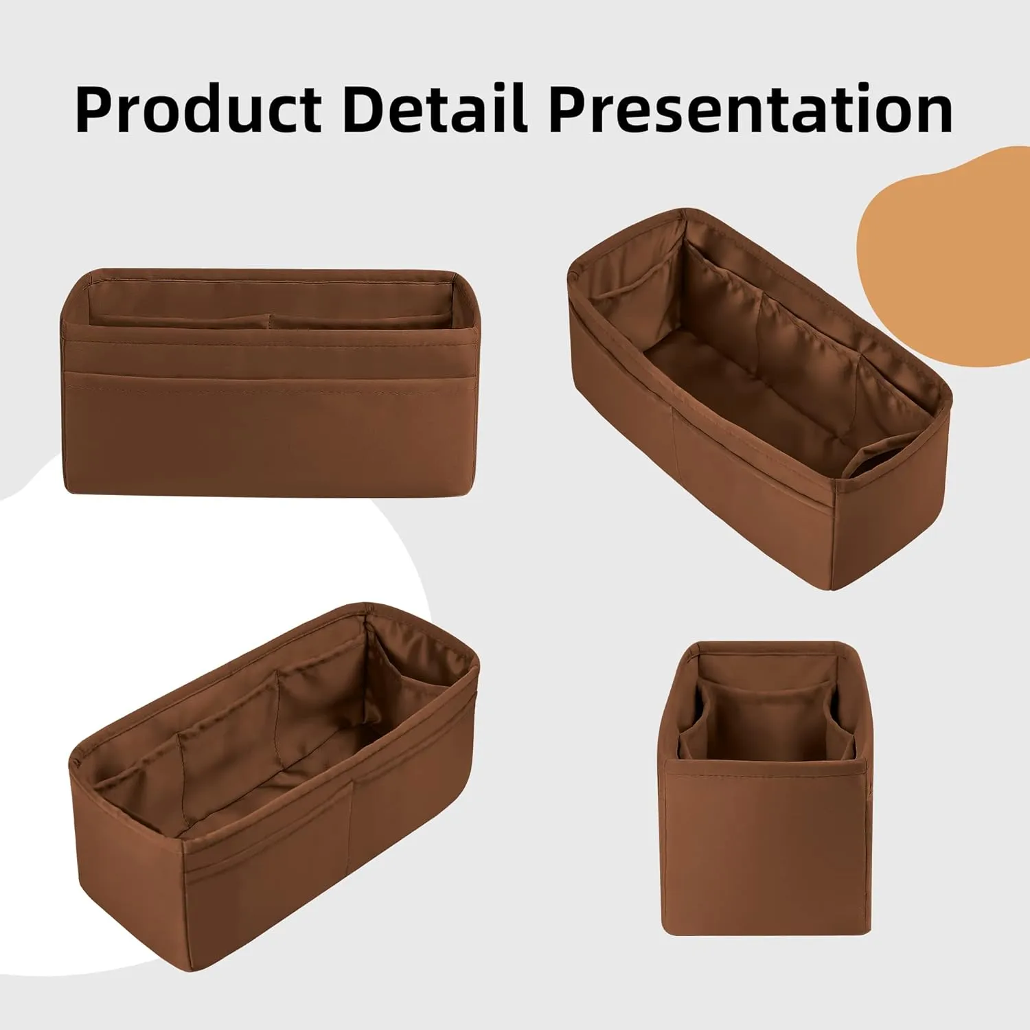 DGAZ Purse Organizer Insert, Silky Handbag & Tote Organizer, Bag in Bag, Fits Hermes 24/24-29 Bags（Gold，29）