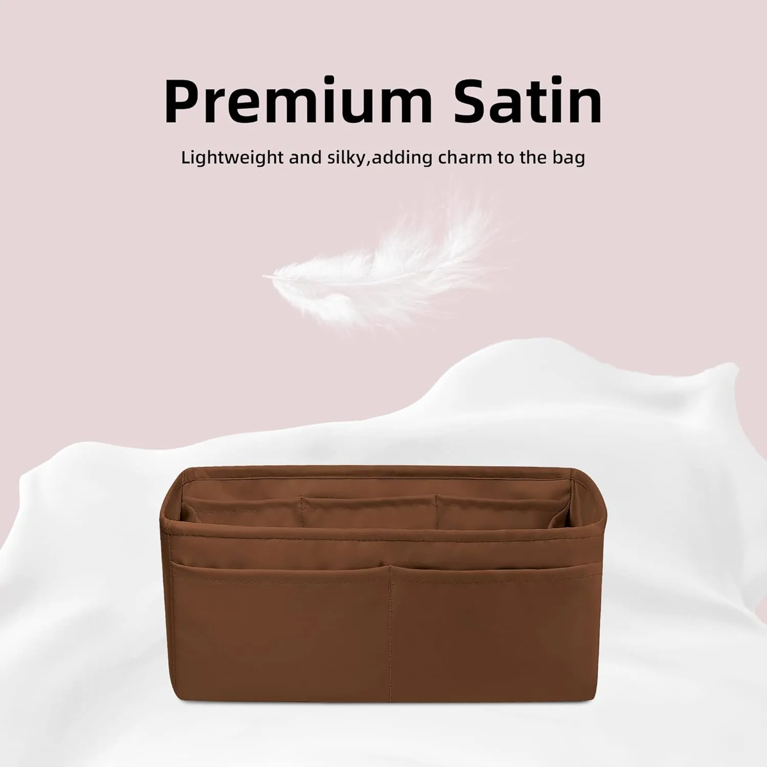 DGAZ Purse Organizer Insert, Silky Handbag & Tote Organizer, Bag in Bag, Fits Hermes 24/24-29 Bags（Gold，29）