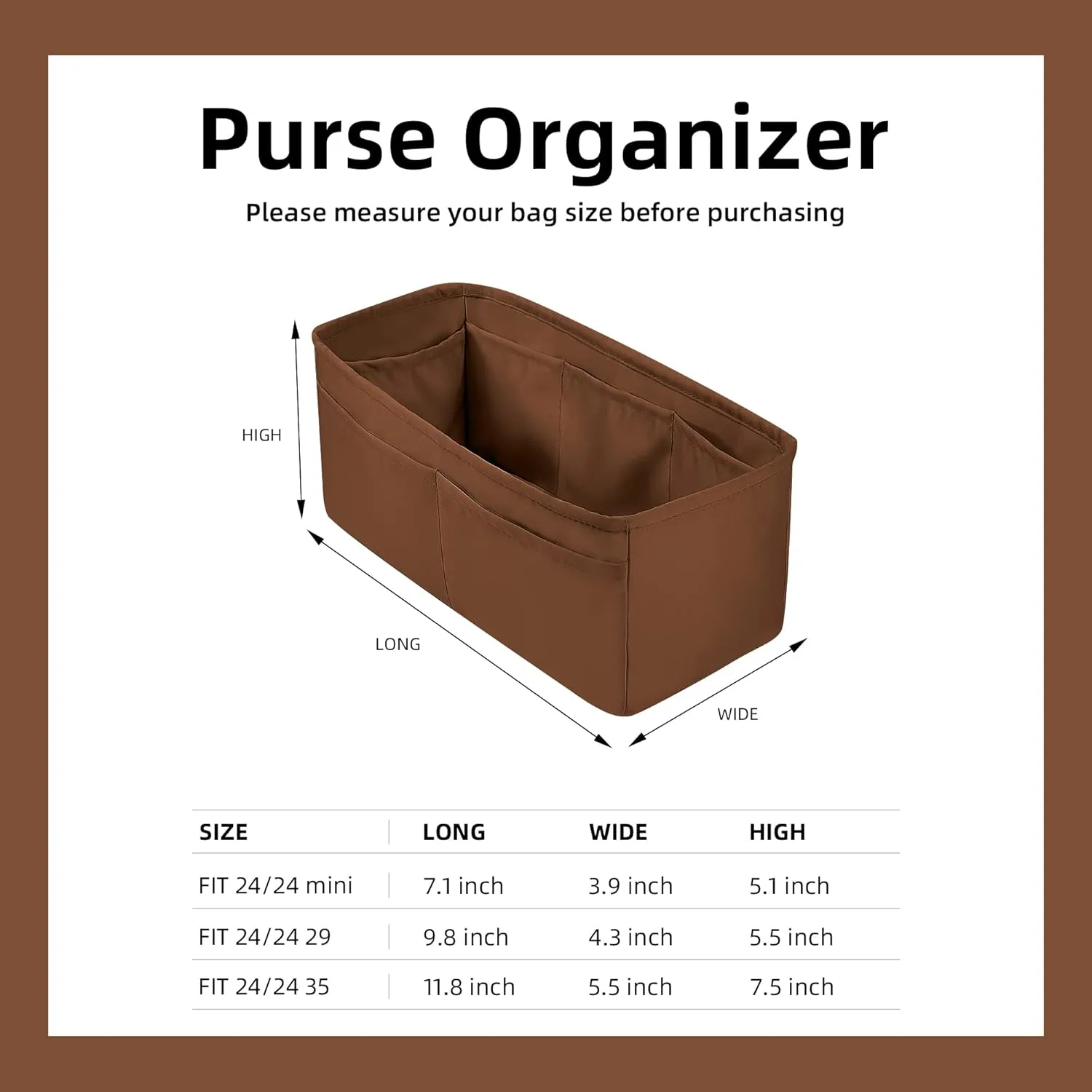 DGAZ Purse Organizer Insert, Silky Handbag & Tote Organizer, Bag in Bag, Fits Hermes 24/24-29 Bags（Gold，29）