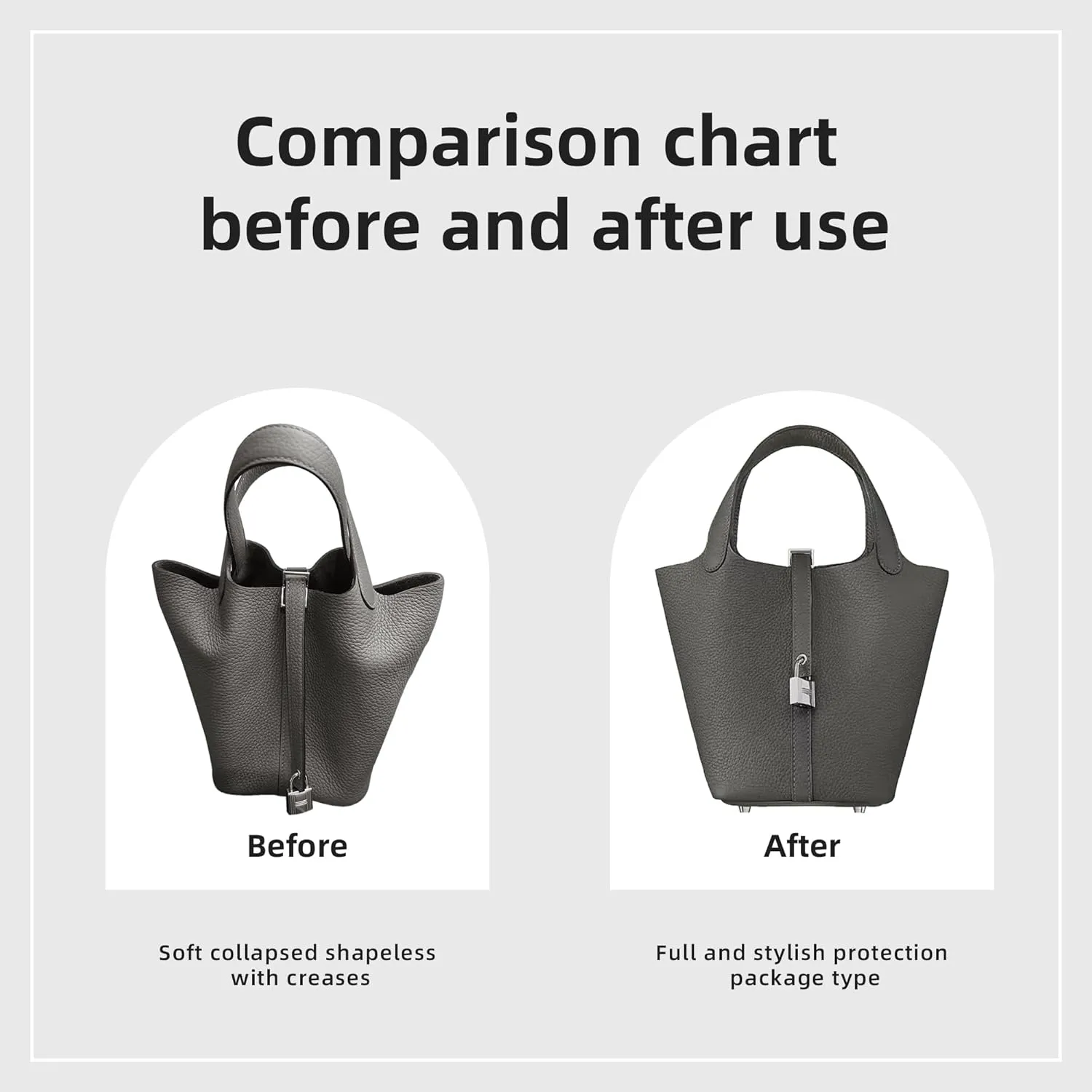 DGAZ Purse Organizer Silky Smooth For Picotin 18/22/26 Bags,Silk,Luxury Handbag Tote in Bag Shapers, Women(Grismeyer,PC18)