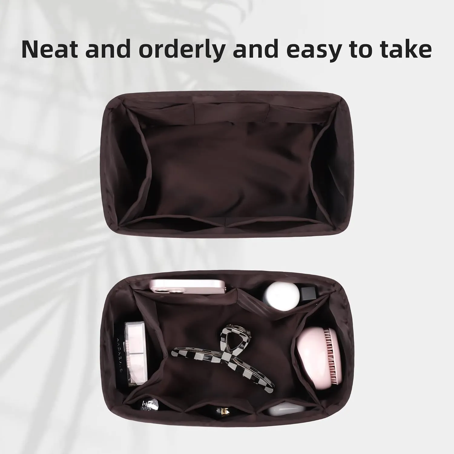 DGAZ Silk Purse Organizer Insert Fits LV Speedy 16/20/25/30/35/45 bags，Silky Smooth Bag Organizer，Luxury Handbag & Tote Shaper（Global Brown，SP20）
