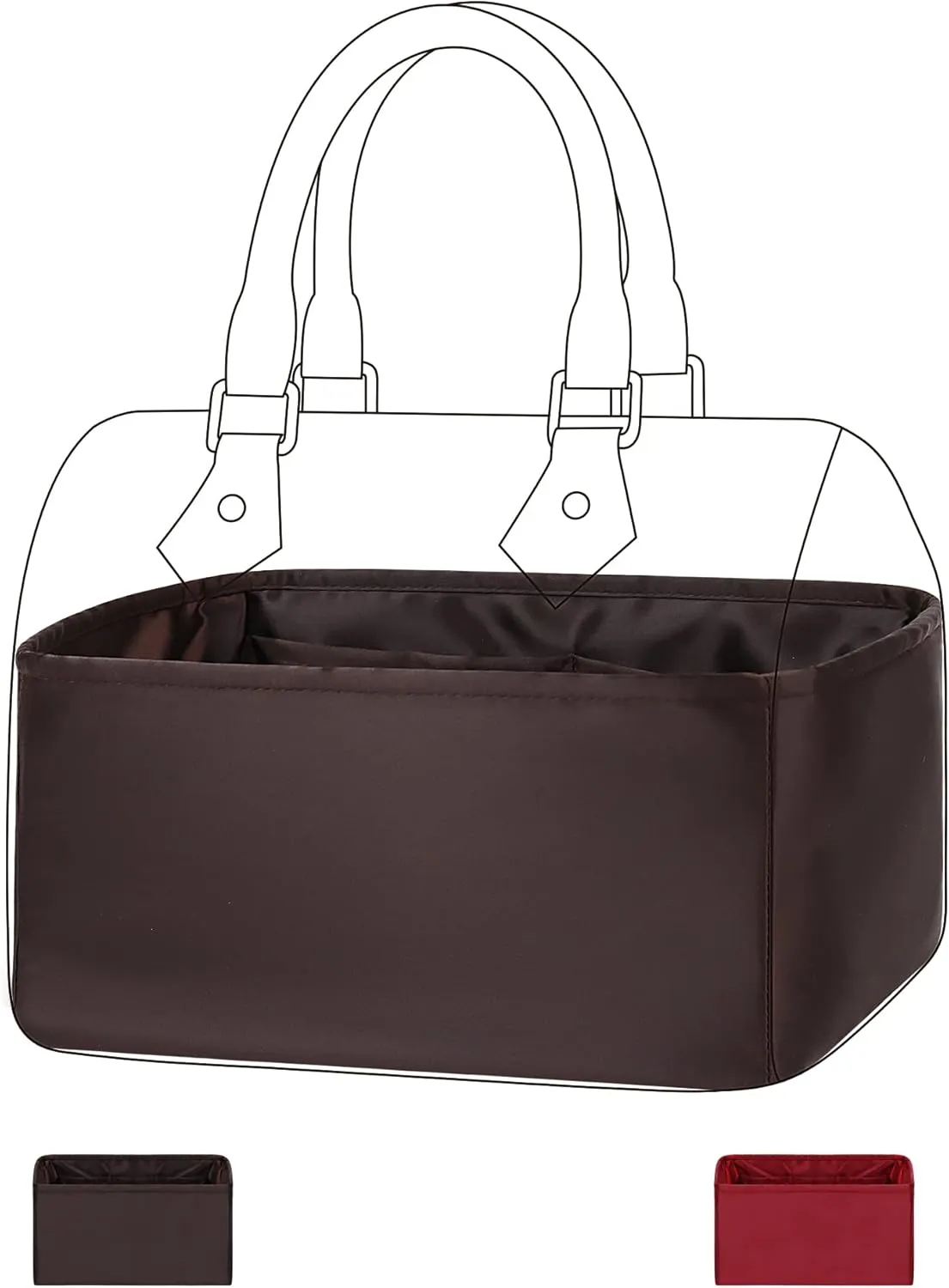 DGAZ Silk Purse Organizer Insert Fits LV Speedy 16/20/25/30/35/45 bags，Silky Smooth Bag Organizer，Luxury Handbag & Tote Shaper（Global Brown，SP20）