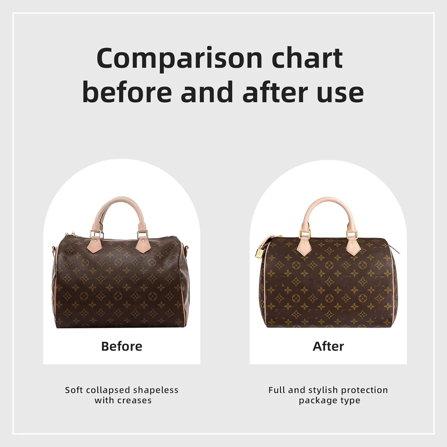 DGAZ Silk Purse Organizer Insert Fits LV Speedy 16/20/25/30/35/45 bags，Silky Smooth Bag Organizer，Luxury Handbag & Tote Shaper（Global Brown，SP20）