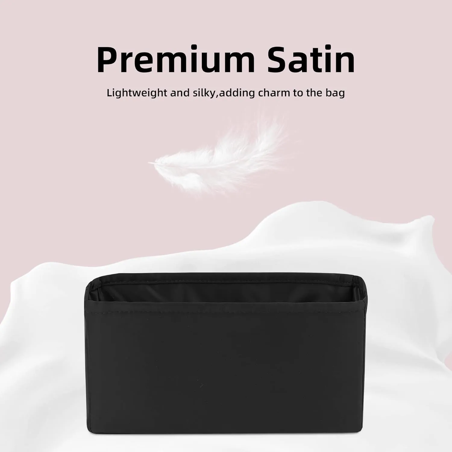DGAZ Silk Purse Organizer Insert For Lady-Dior Micro/Mini/S/M/L bags，Silky Smooth Bag Organizer，Luxury Handbag & Tote Shaper（Black，L）