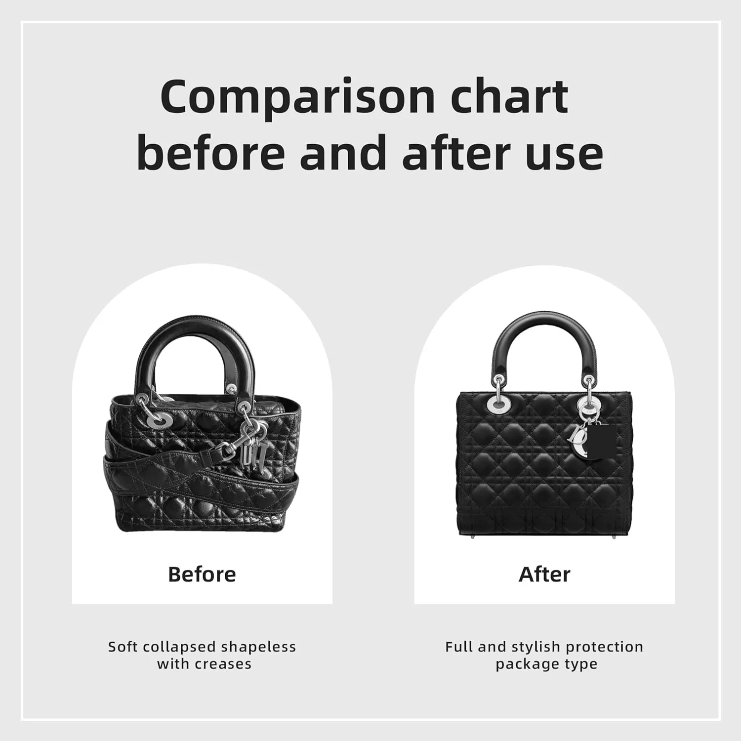 DGAZ Silk Purse Organizer Insert For Lady-Dior Micro/Mini/S/M/L bags，Silky Smooth Bag Organizer，Luxury Handbag & Tote Shaper（Black，L）