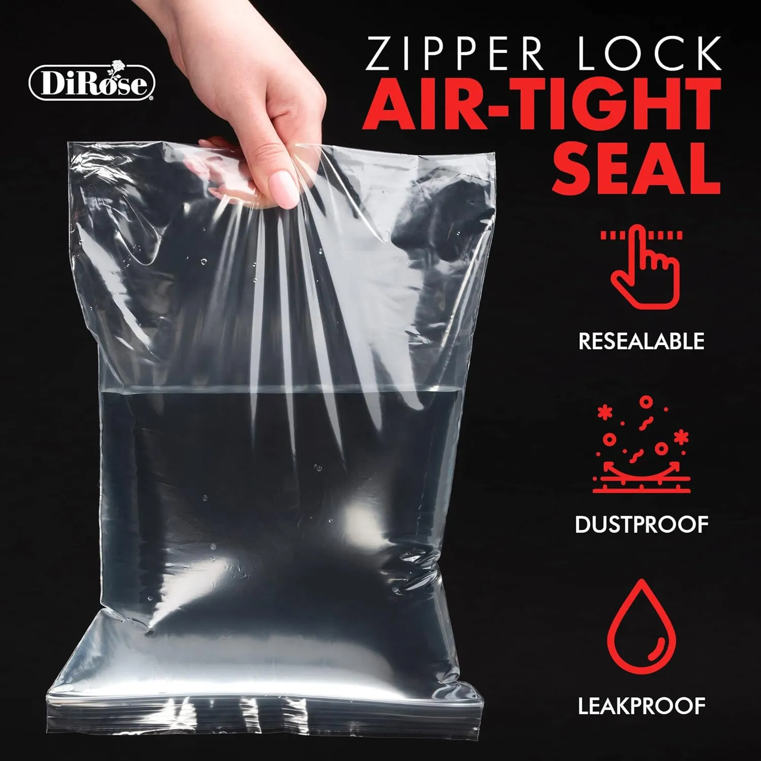 Dirose 7" x 8" Clear Reclosable Poly Bags – Pack of 1000, 2 Mil Thickness – Resealable Plastic Zip Bags for Snacks, Hardware, Arts & Crafts, and Storage