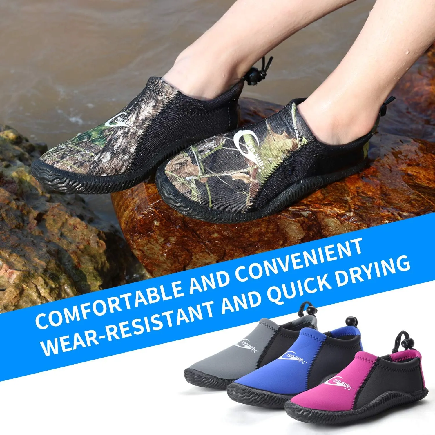 Dive Boots Men - 3MM Neoprene Wetsuit Scuba Diving Booties Fin Booties Quick-Dry Anti-Slip Water Sports Boot for Adult Women
