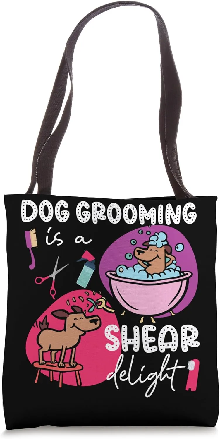 Dog Grooming Is A Shear Delight Comic Cartoon Tote Bag