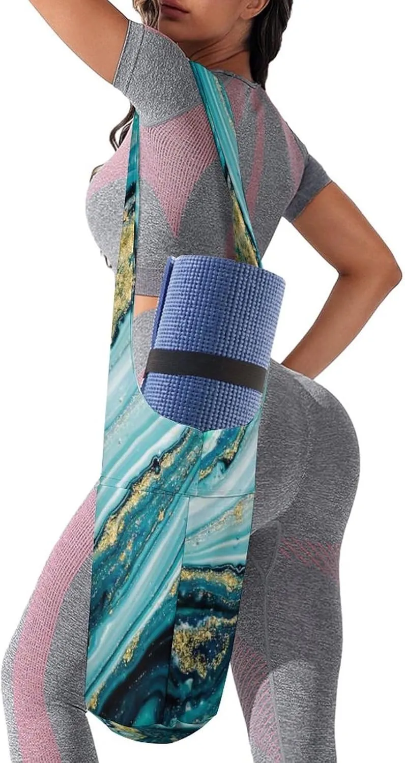 Donnapink Yoga Mat Bag, Canvas Storage Bag with Pocket Shoulder Strap, Fashion Mat Bag