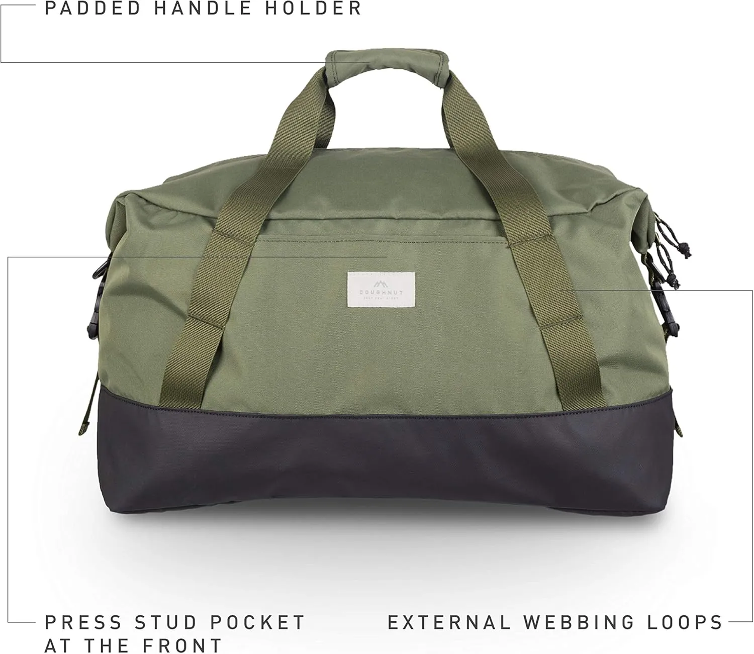 Doughnut Orlando 36L Travel Adventure Canvas Weekender Vacation Outdoor Gym Sport Gear Large Duffle Bag (Olive)