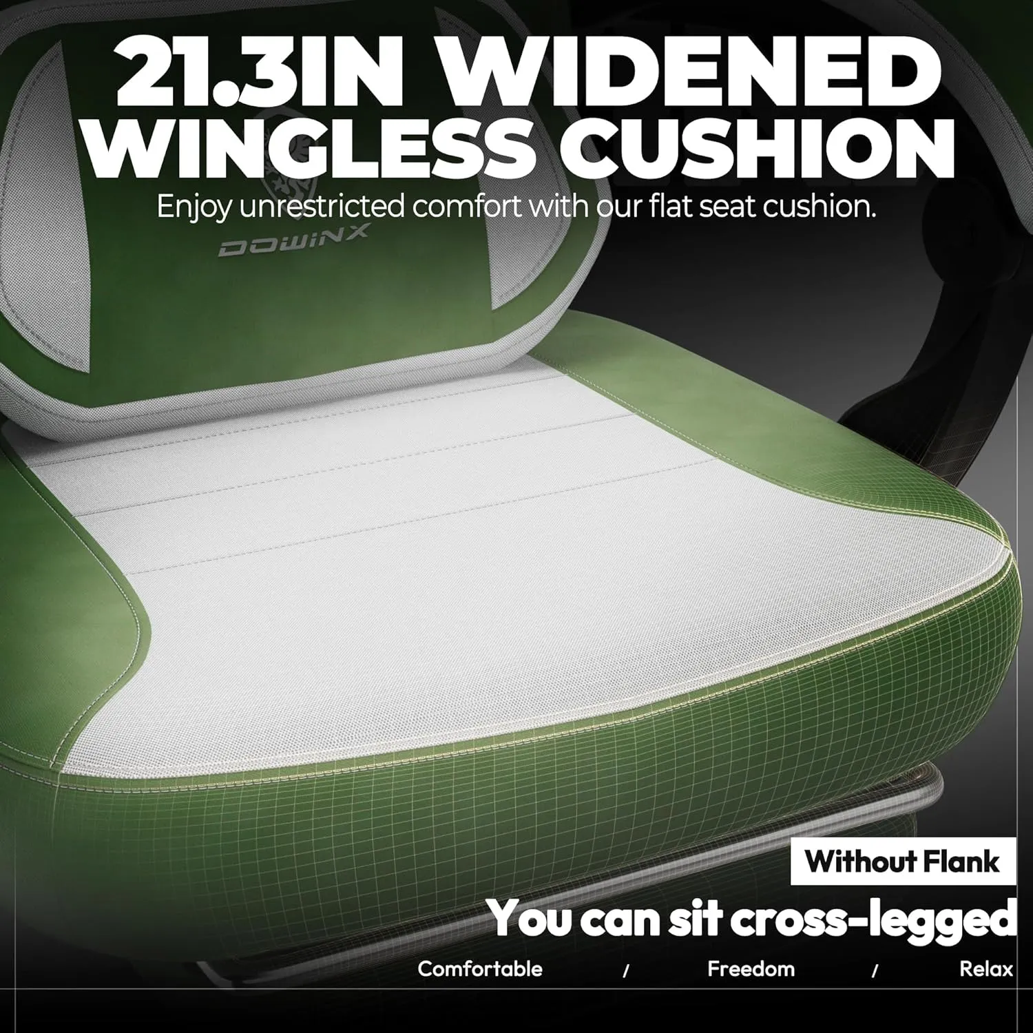 Dowinx Fabric Gaming Chair with Footrest,Big and Tall Game Chair for Heavy People, Gamer Chair with Massage Lumbar Support,Ergonomic Computer Gaming Chair for 200lbs (Fabric,Green)