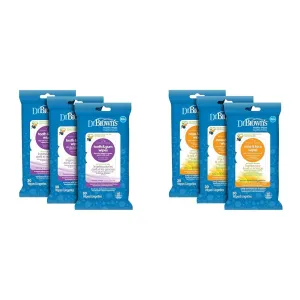 Dr. Brown's Tooth and Gum Wipes, 30 Count, 3-Pack & Healthy Nose and Face Wipes, Naturally Cleaning and Moisturizing for Baby & Toddler, Plant Based and Hypoallergenic, 30 Count, 3 Pack