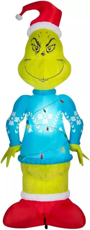 Dr. Seuss 10FT Inflatable Giant Grinch with Fuzzy Plush Fabric Christmas Inflatable