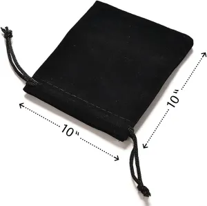 Drawstring Pouch, Black Velvet Bag for Jewelry, Gift Bag, Shoes, Food, Clothes with Flexible Uses 10 x 10 Inch (Black, 10x10 Inch, 4 Pieces)