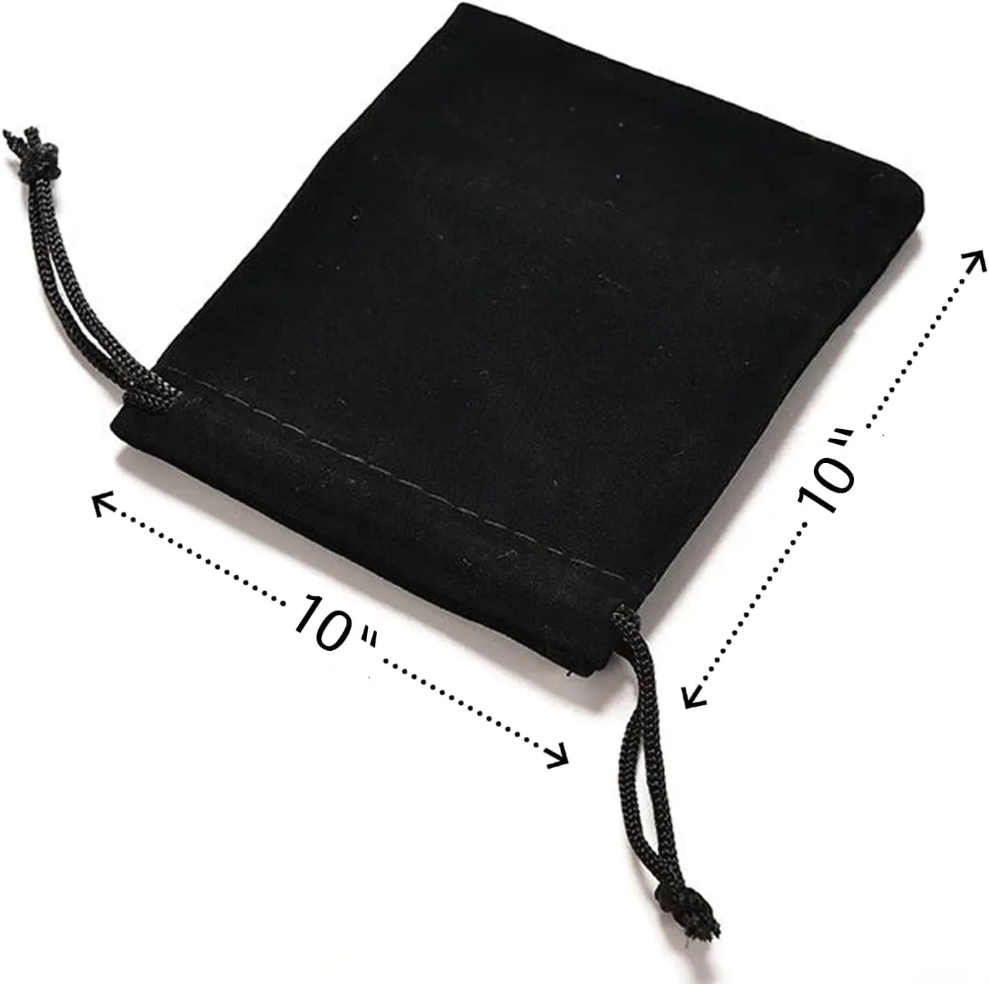 Drawstring Pouch, Black Velvet Bag for Jewelry, Gift Bag, Shoes, Food, Clothes with Flexible Uses 10 x 10 Inch (Black, 10x10 Inch, 4 Pieces)