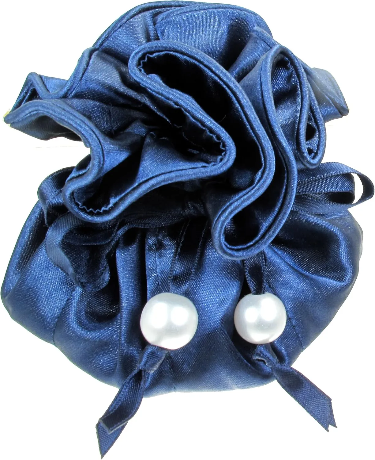 Drawstring Premium Satin 2-in-1 Jewelry Pouch Travel Gift Bag Accessory, 16 Pockets, Dark Blue