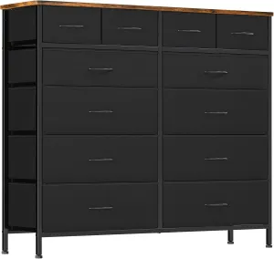 Dresser for Bedroom with 12 Drawers, Tall Fabric Drawer Dresser, Compact Chest of Drawers for Closet, Nursery, Bedside, Living Room, Laundry, Entryway, Hallway