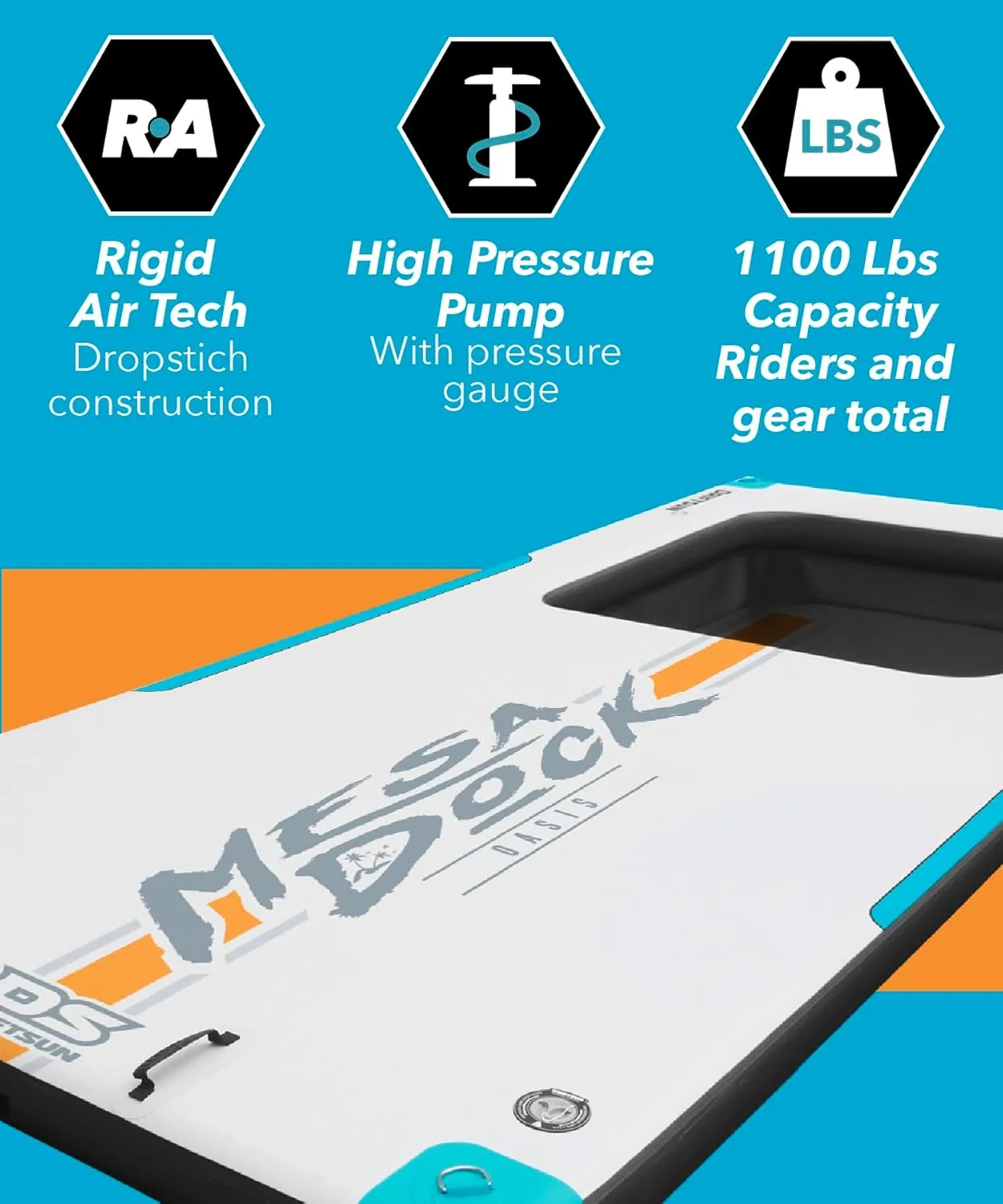 Driftsun Inflatable Floating Dock Platform - Mesa Dock Floats, Floating Docks for Lakes & Boats, Inflatable Island, Swim Platform Quick Inflation, Floating Mats for The Water