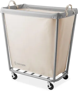 Dryser Large Commercial Heavy-Duty Rolling Laundry Hamper, Steel Frame Cart on Wheels with Removable Canvas Bin for Hotel or Home - White