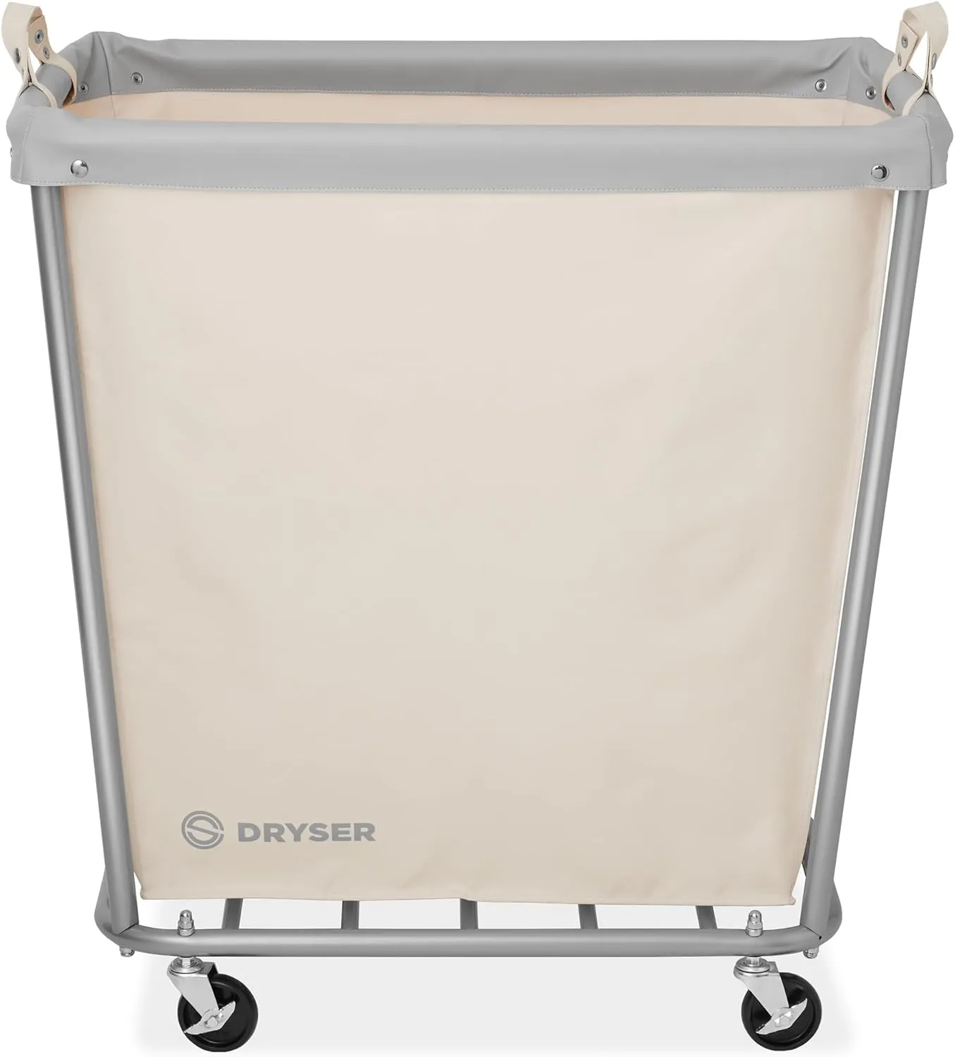 Dryser Large Commercial Heavy-Duty Rolling Laundry Hamper, Steel Frame Cart on Wheels with Removable Canvas Bin for Hotel or Home - White