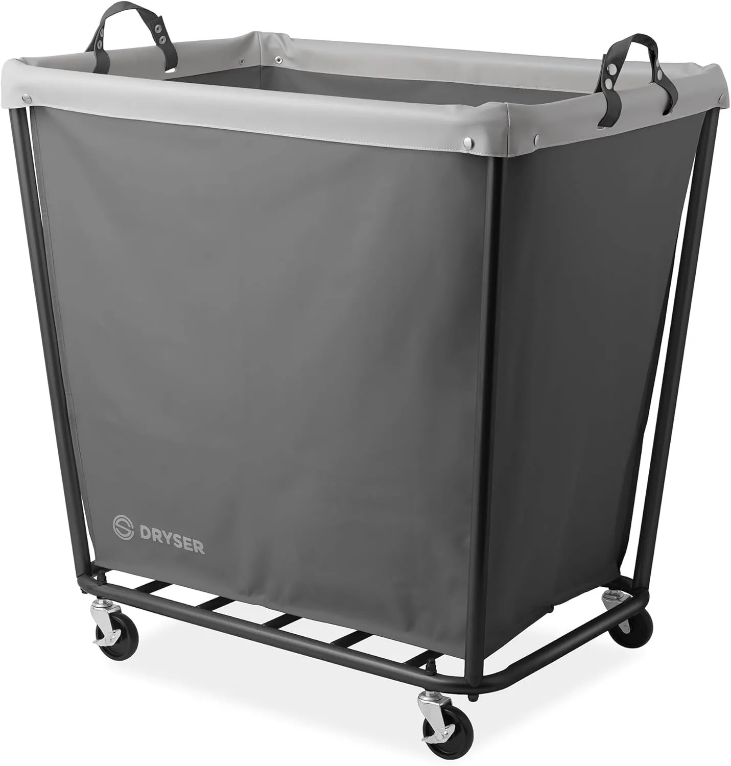 Dryser X-Large Commercial Heavy-Duty Rolling Laundry Hamper, Steel Frame Cart on Wheels with Removable Canvas Bin for Hotel or Home - Gray