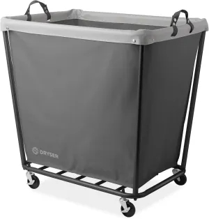 Dryser X-Large Commercial Heavy-Duty Rolling Laundry Hamper, Steel Frame Cart on Wheels with Removable Canvas Bin for Hotel or Home - Gray