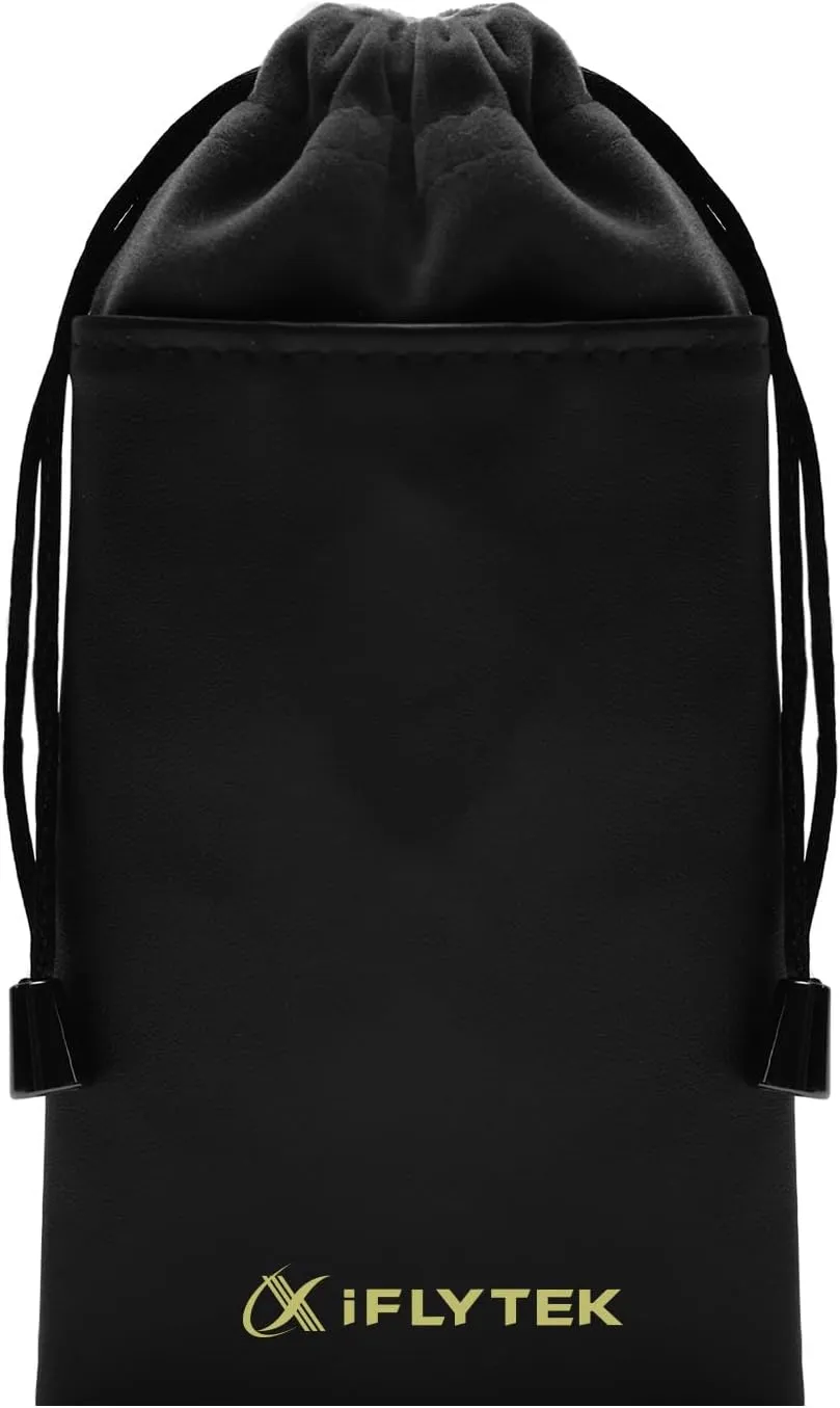 Durable Protective Bag, only Fitting iFLYTEK AI Recorder, Portable 6x3 inches Drawstring Pouch, Premium Velvet & PU Leather, Waterproof & Dustproof, Black