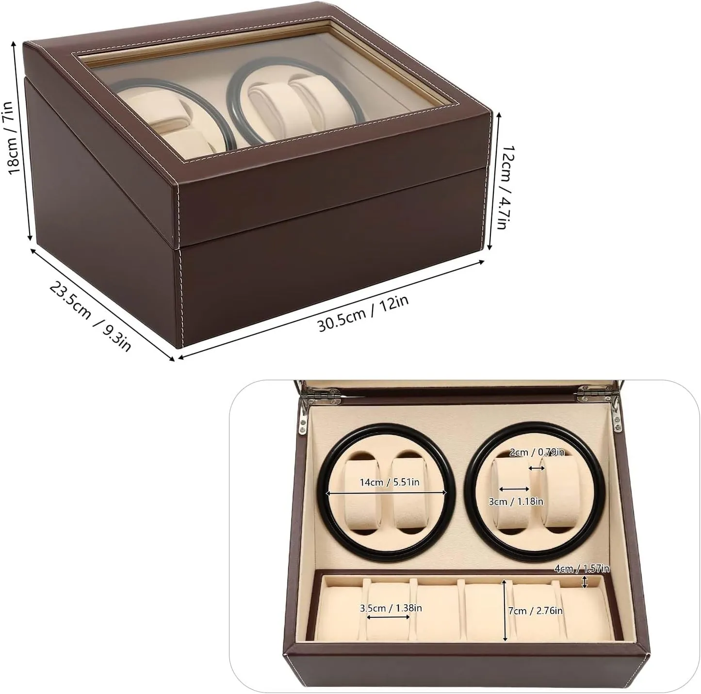 DYRABREST Watch Winder for Automatic Watches, 4 Watch Rotator  6 Extra Storages with Super Quiet Motor and Bidirectional Rotation, AC Adapter Powered Watch Box Winder Fit Mechanical Watches