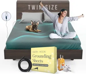 Earth and Moon Grounding Sheets Twin Size 39x75x15, Soft & Comfortable Fitted Bed Sheet for Restful Sleep, Reduce Pain, Fatigue, Stress, Made w/Organic Cotton & Pure Silver Fiber, Fits Deep Mattress